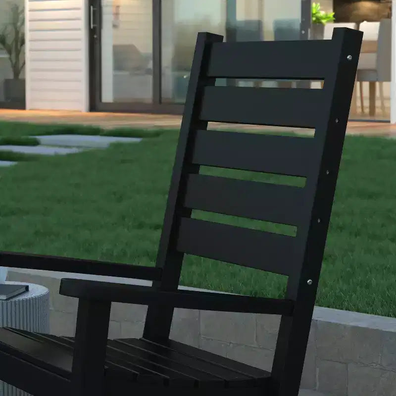 Emma et Oliver – Lot de 2 fauteuils à bascule contemporains en PEHD résistant aux intempéries pour l'intérieur et l'extérieur