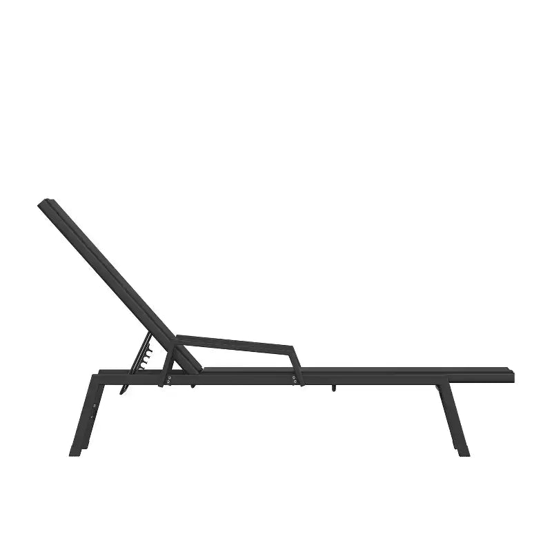 Chaise longue de patio réglable 5 positions en textilène Emma et Oliver avec accoudoirs et cadre en métal
