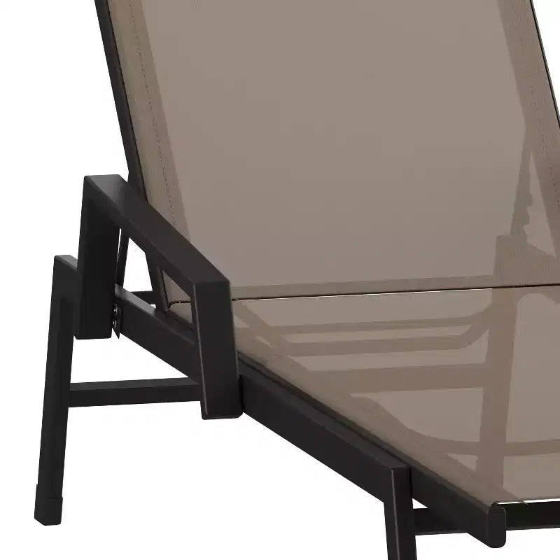Chaise longue de patio réglable 5 positions en textilène Emma et Oliver avec accoudoirs et cadre en métal