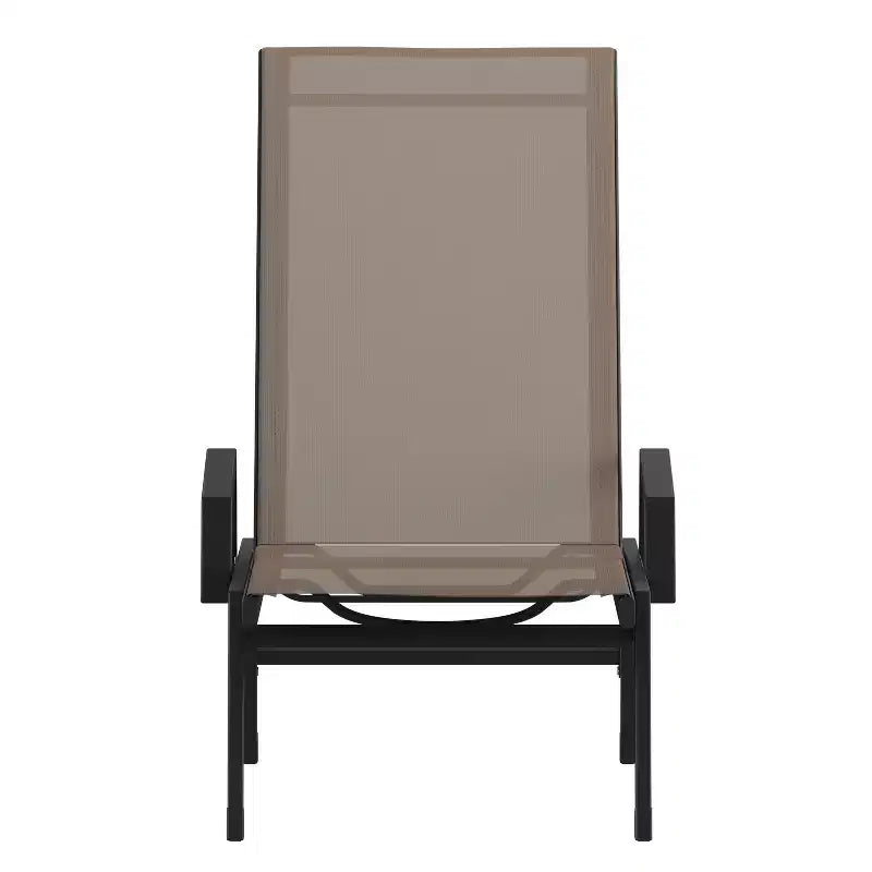 Chaise longue de patio réglable 5 positions en textilène Emma et Oliver avec accoudoirs et cadre en métal
