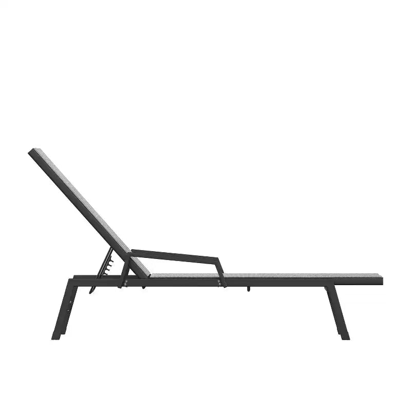 Chaise longue de patio réglable 5 positions en textilène Emma et Oliver avec accoudoirs et cadre en métal