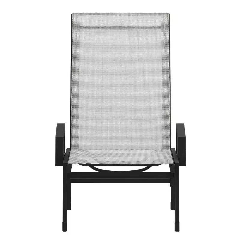 Chaise longue de patio réglable 5 positions en textilène Emma et Oliver avec accoudoirs et cadre en métal