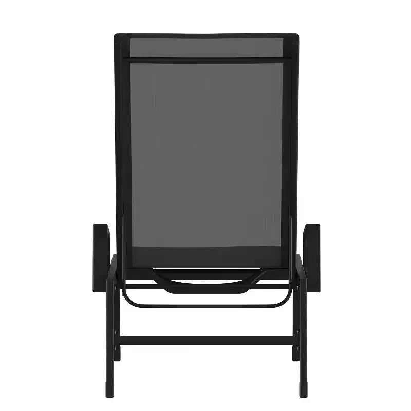 Chaise longue de patio réglable 5 positions en textilène Emma et Oliver avec accoudoirs et cadre en métal