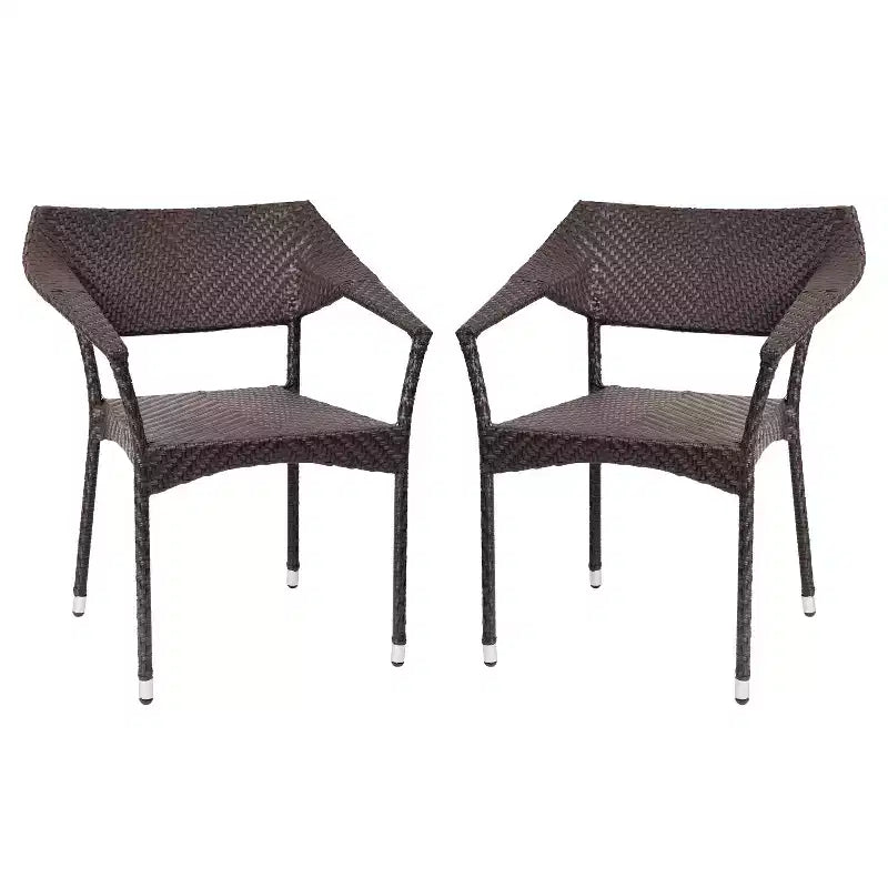 Merrick Lane Fade and Weather Resistant Modern PE Rattan Patio Dining Chair with Reinforced Steel Frame