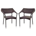 Merrick Lane Fade and Weather Resistant Modern PE Rattan Patio Dining Chair with Reinforced Steel Frame