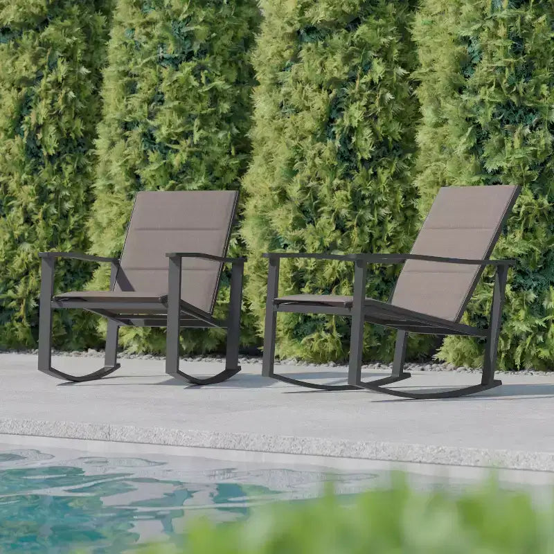 Flash Furniture Brazos Lot de 2 chaises berçantes d'extérieur avec matériau Flex Comfort et cadre en métal