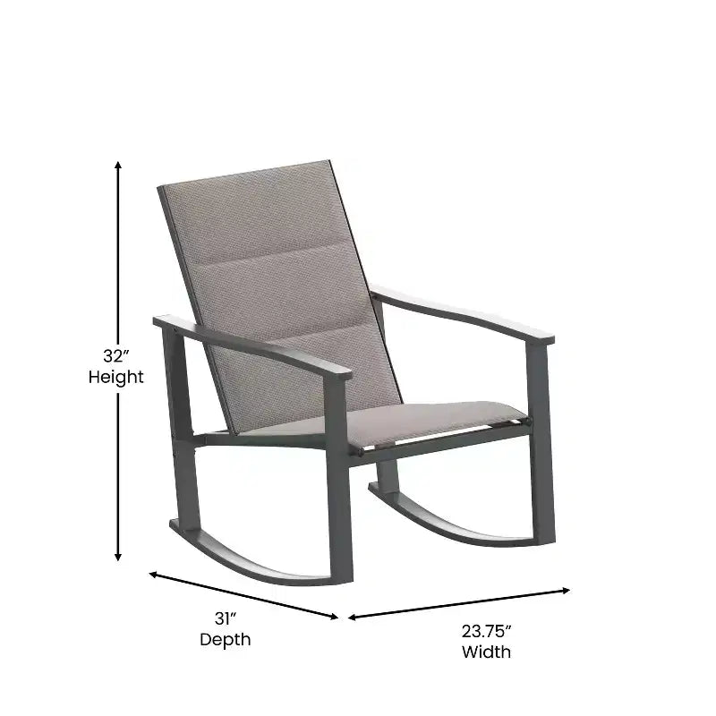 Flash Furniture Brazos Lot de 2 chaises berçantes d'extérieur avec matériau Flex Comfort et cadre en métal