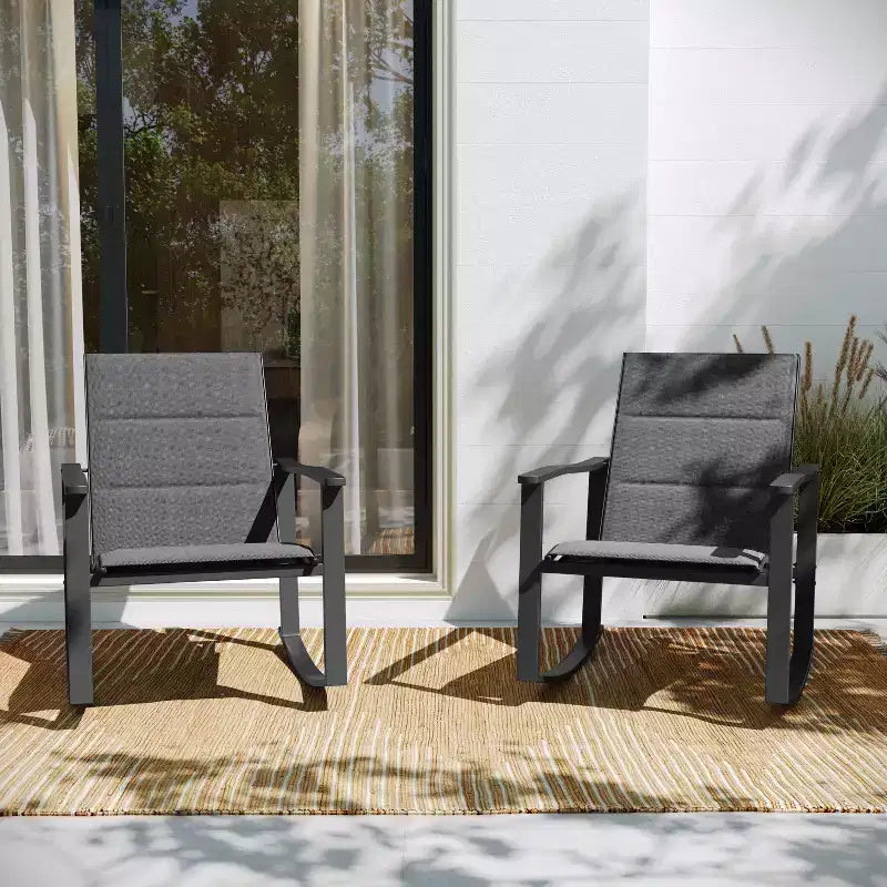 Flash Furniture Brazos Lot de 2 chaises berçantes d'extérieur avec matériau Flex Comfort et cadre en métal