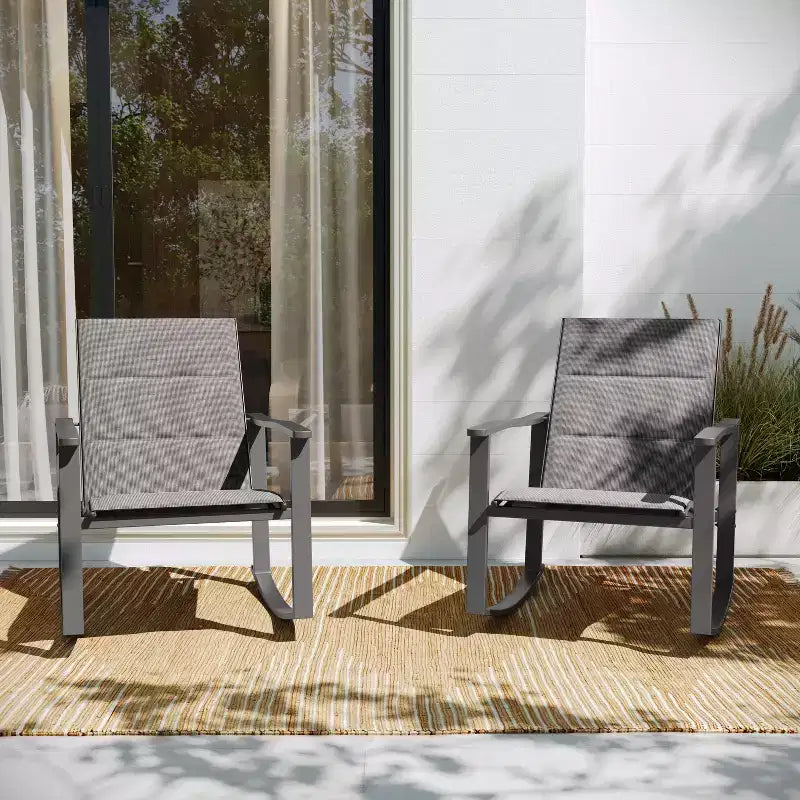 Flash Furniture Brazos Lot de 2 chaises berçantes d'extérieur avec matériau Flex Comfort et cadre en métal