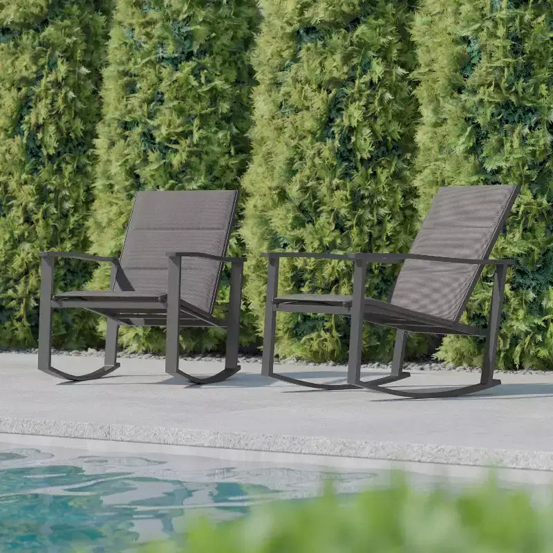 Flash Furniture Brazos Lot de 2 chaises berçantes d'extérieur avec matériau Flex Comfort et cadre en métal