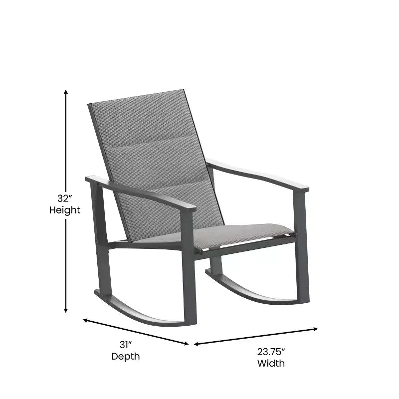 Flash Furniture Brazos Lot de 2 chaises berçantes d'extérieur avec matériau Flex Comfort et cadre en métal