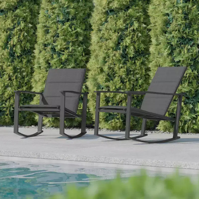 Flash Furniture Brazos Lot de 2 chaises berçantes d'extérieur avec matériau Flex Comfort et cadre en métal