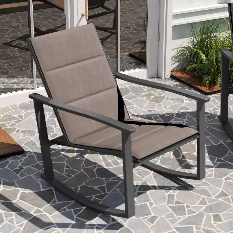 Merrick Lane Ensemble de 2 fauteuils à bascule d'extérieur Flex Comfort avec cadre en acier