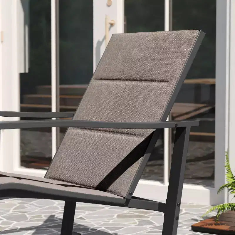 Merrick Lane Ensemble de 2 fauteuils à bascule d'extérieur Flex Comfort avec cadre en acier