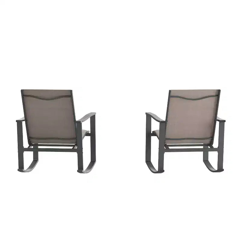 Merrick Lane Ensemble de 2 fauteuils à bascule d'extérieur Flex Comfort avec cadre en acier