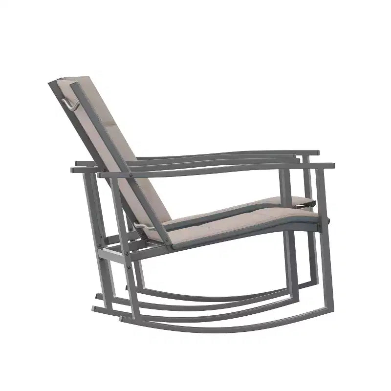 Merrick Lane Ensemble de 2 fauteuils à bascule d'extérieur Flex Comfort avec cadre en acier