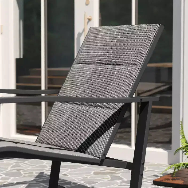 Merrick Lane Ensemble de 2 fauteuils à bascule d'extérieur Flex Comfort avec cadre en acier