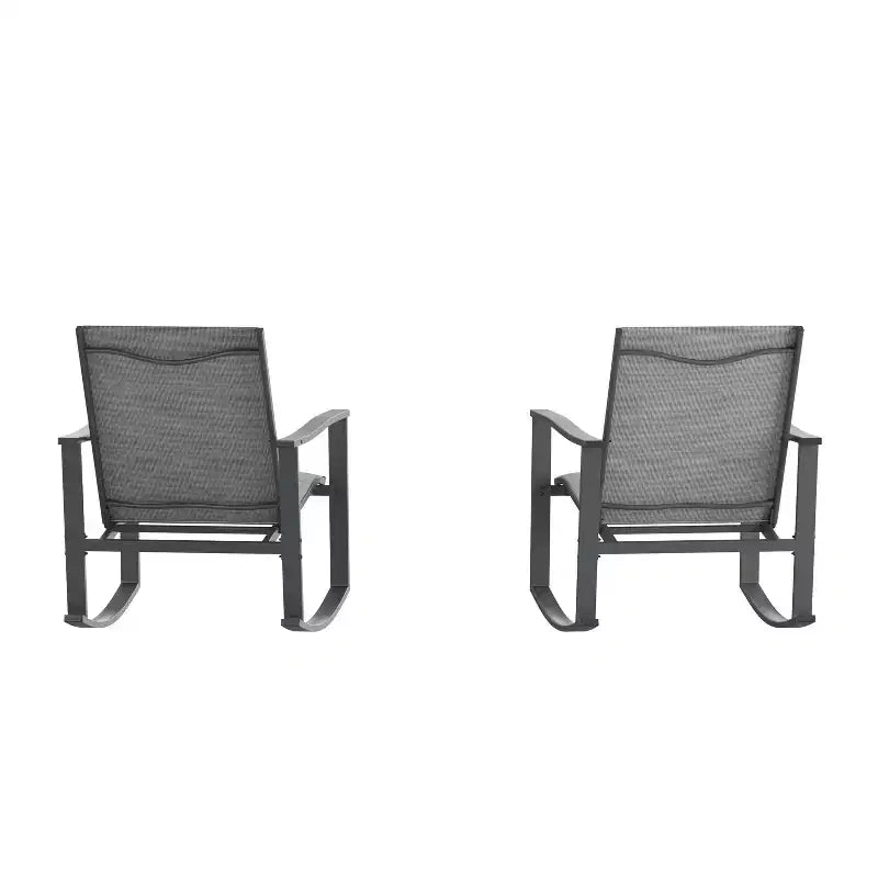 Merrick Lane Ensemble de 2 fauteuils à bascule d'extérieur Flex Comfort avec cadre en acier