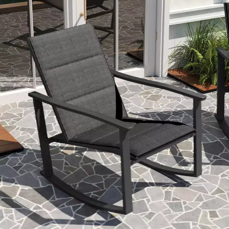 Merrick Lane Ensemble de 2 fauteuils à bascule d'extérieur Flex Comfort avec cadre en acier