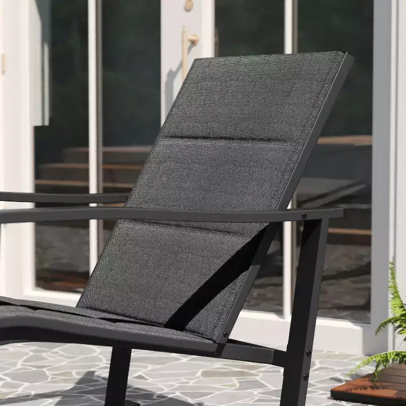 Merrick Lane Ensemble de 2 fauteuils à bascule d'extérieur Flex Comfort avec cadre en acier
