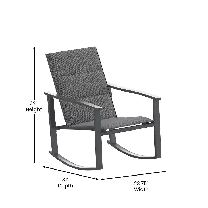Merrick Lane Ensemble de 2 fauteuils à bascule d'extérieur Flex Comfort avec cadre en acier