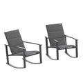 Merrick Lane Set of 2 Flex Comfort Outdoor Rocking Chairs with Steel Frames