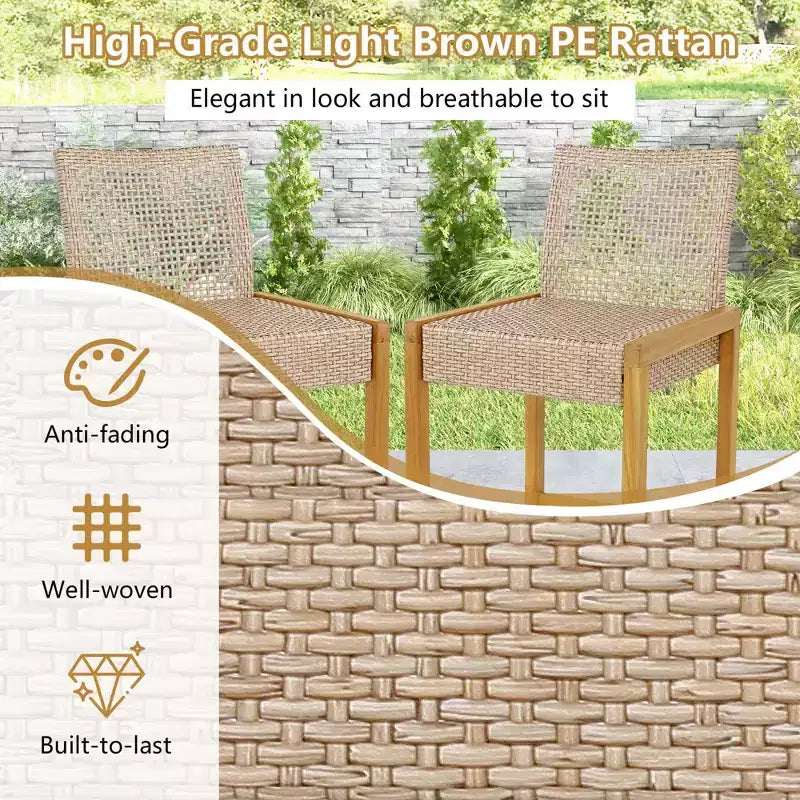 Costway Lot de 4 tabourets de bar de patio en bois avec dossier, hauteur bar, pour porche ou balcon