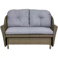 Northlight 46 Taupe Gray Resin Wicker Deep Seated Double Glider with Gray Cushions