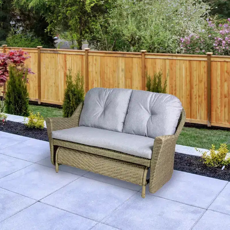 Northlight 46 Fauteuil à bascule double en résine tressée gris taupe avec coussins gris