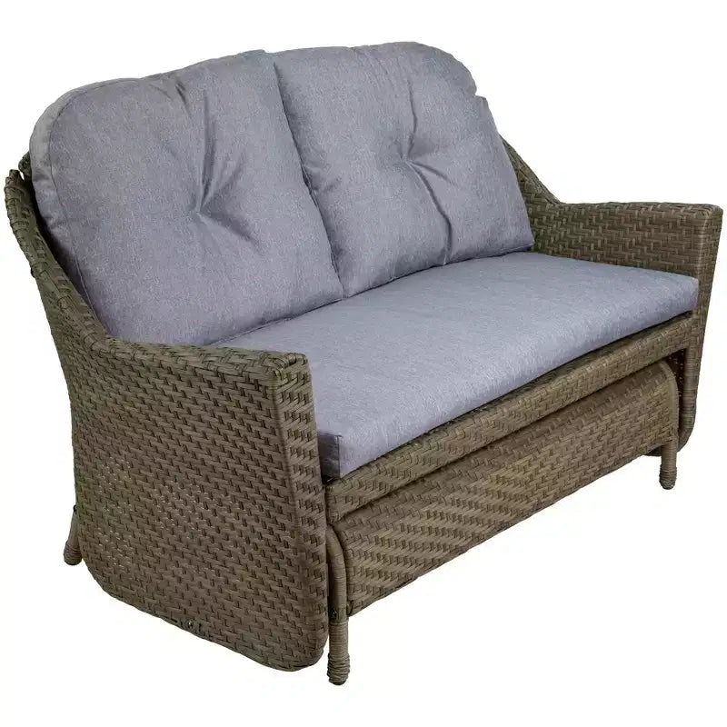 Northlight 46 Fauteuil à bascule double en résine tressée gris taupe avec coussins gris