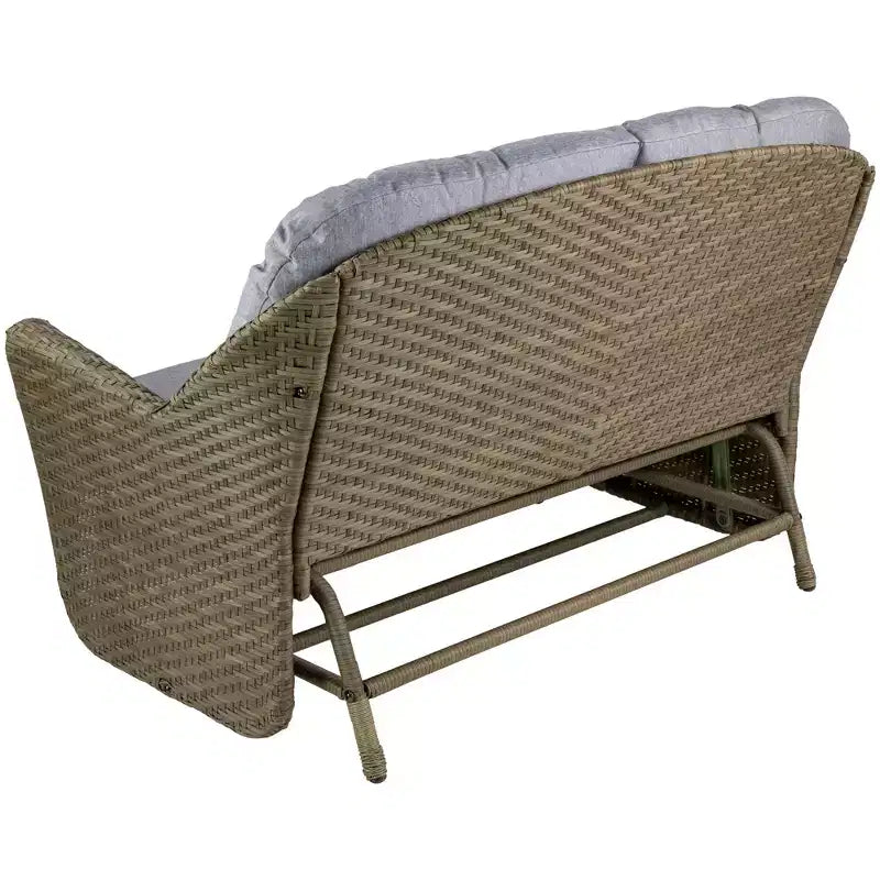 Northlight 46 Fauteuil à bascule double en résine tressée gris taupe avec coussins gris
