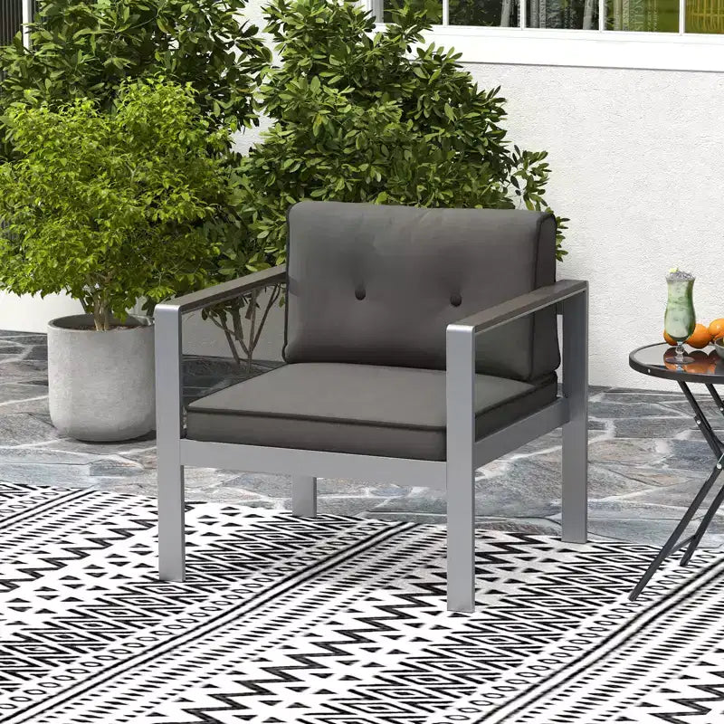 Fauteuil de jardin Costway en aluminium avec coussins et accoudoirs