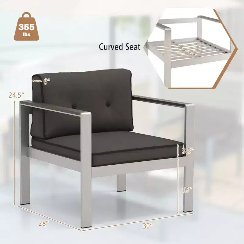 Fauteuil de jardin Costway en aluminium avec coussins et accoudoirs
