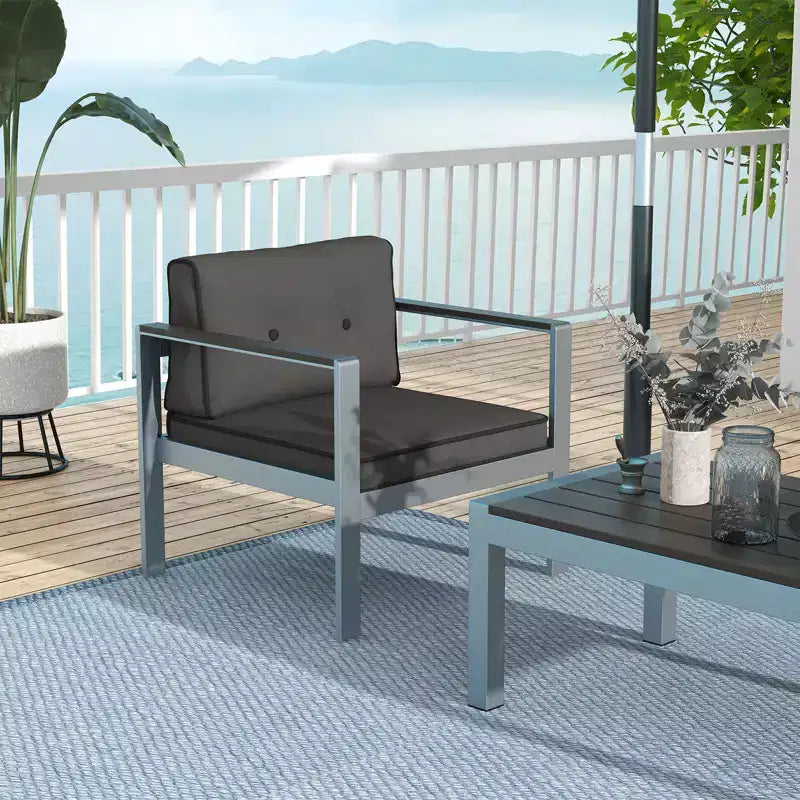 Fauteuil de jardin Costway en aluminium avec coussins et accoudoirs