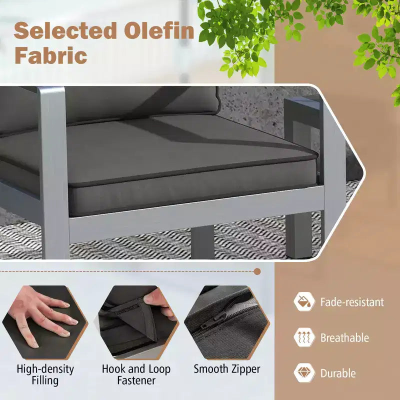 Fauteuil de jardin Costway en aluminium avec coussins et accoudoirs