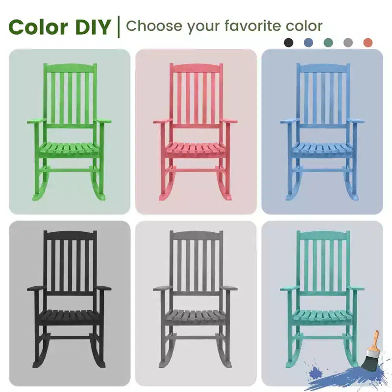 Costway Fauteuil à Bascule d'extérieur en Bois d'Eucalyptus pour Patio, Ergonomique et à Lattes pour Jardin