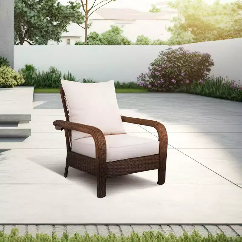 Ensemble de meubles de jardin Four Seasons Courtyard Montego Bay avec 2 chaises d'extérieur rembourrées et réglables pour terrasses et vérandas, résistant aux intempéries, couleur marron