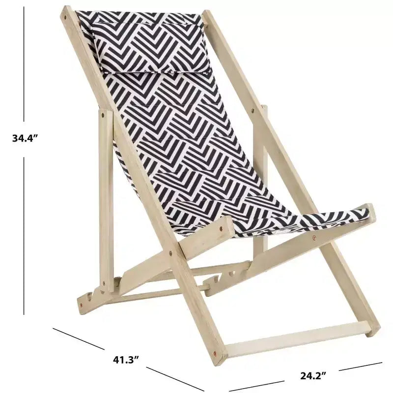Chaise longue Rive avec coussin intérieur/extérieur - PAT7039 - Bleu marine/Blanc - Safavieh