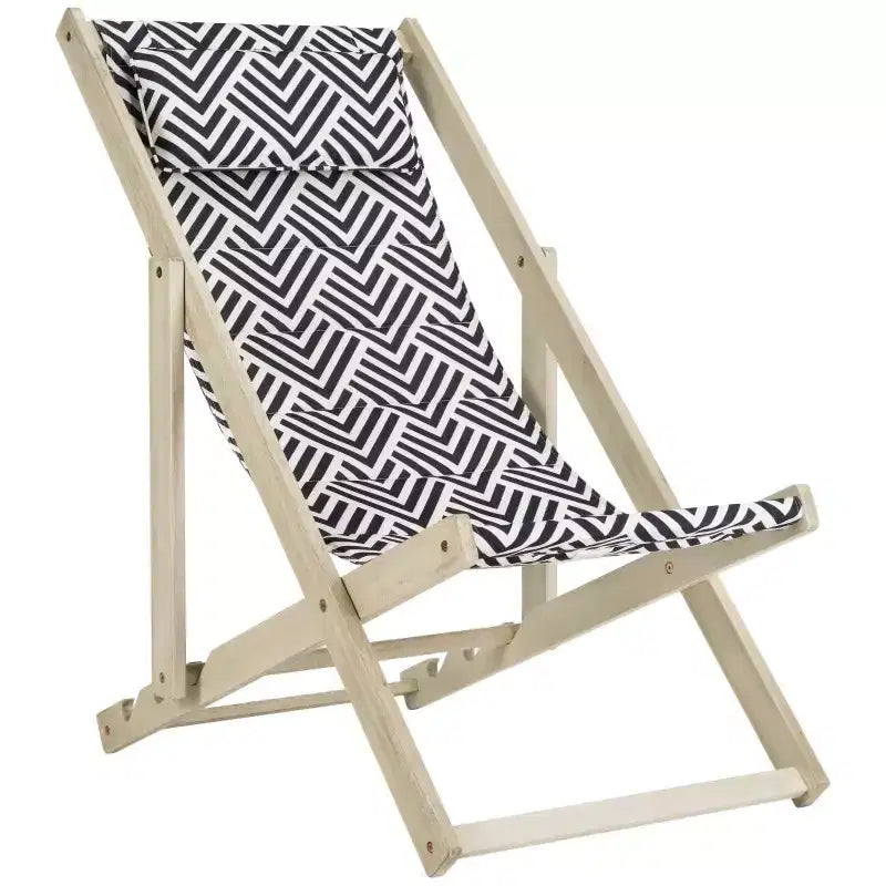 Chaise longue Rive avec coussin intérieur/extérieur - PAT7039 - Bleu marine/Blanc - Safavieh