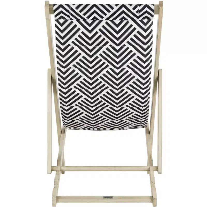 Chaise longue Rive avec coussin intérieur/extérieur - PAT7039 - Bleu marine/Blanc - Safavieh