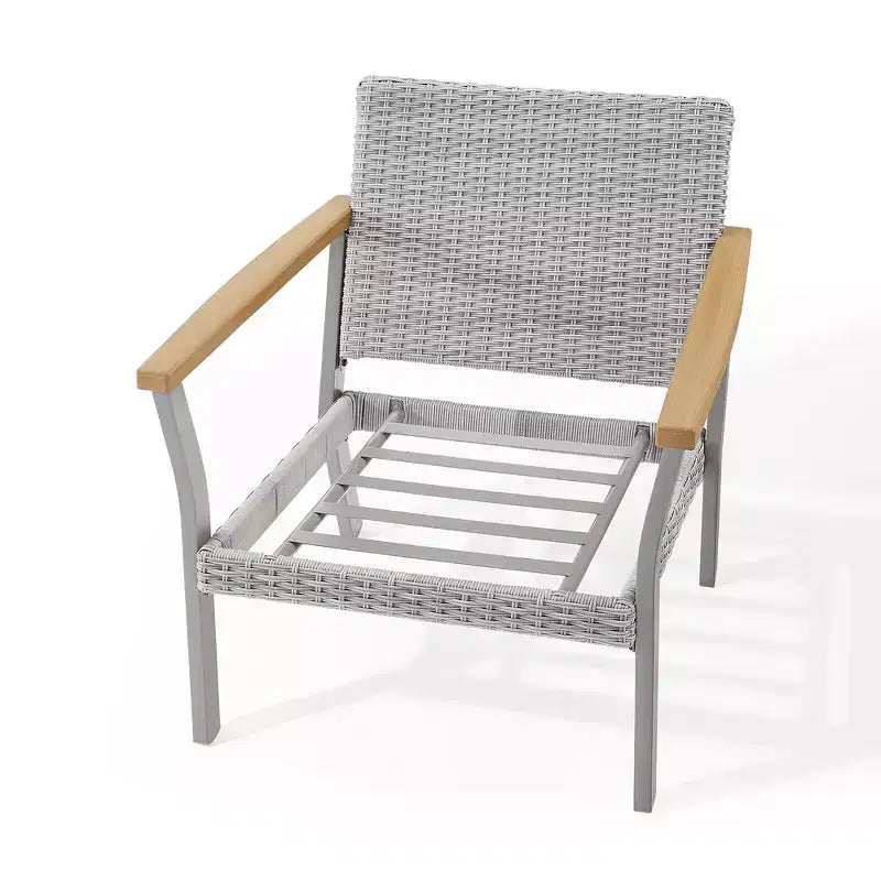 SONGMICS HOME Collection Sencillo - Chaise longue, Fauteuil, Canapé 1 place, Siège de patio, avec accoudoirs aspect bois, Gris et Beige