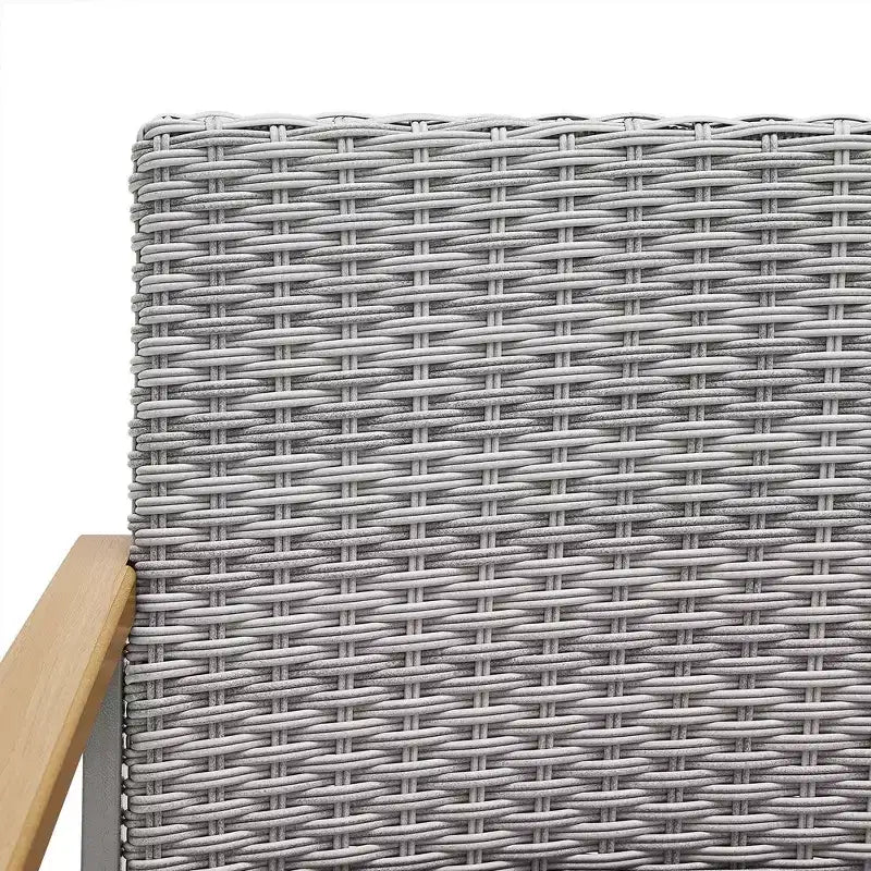 SONGMICS HOME Collection Sencillo - Chaise longue, Fauteuil, Canapé 1 place, Siège de patio, avec accoudoirs aspect bois, Gris et Beige
