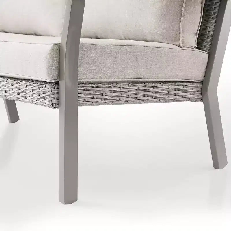 SONGMICS HOME Collection Sencillo - Causeuse, canapé 2 places, fauteuil de salon, siège de patio, avec accoudoirs imitation bois, gris et beige