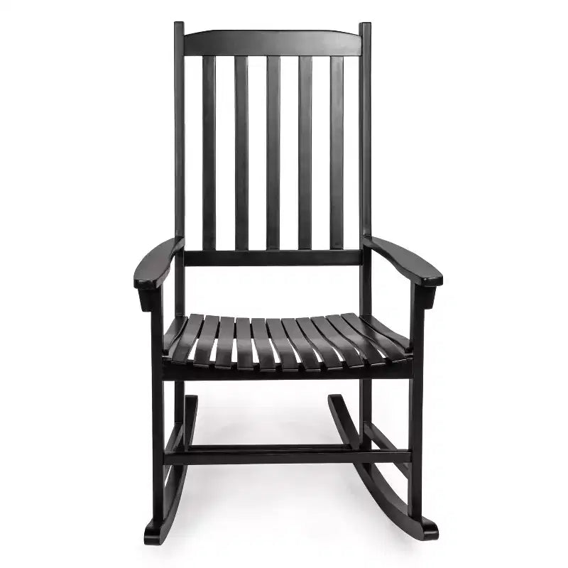 Fauteuil à bascule d'extérieur en bois d'acacia avec dossier à lattes classique de ferme Seagrove, supporte jusqu'à 158 kg - JONATHAN Y
