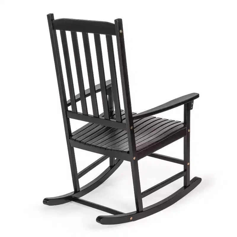 Fauteuil à bascule d'extérieur en bois d'acacia avec dossier à lattes classique de ferme Seagrove, supporte jusqu'à 158 kg - JONATHAN Y