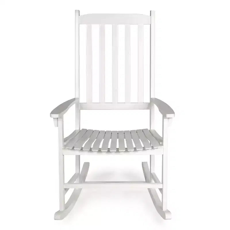 Fauteuil à bascule d'extérieur en bois d'acacia avec dossier à lattes classique de ferme Seagrove, supporte jusqu'à 158 kg - JONATHAN Y