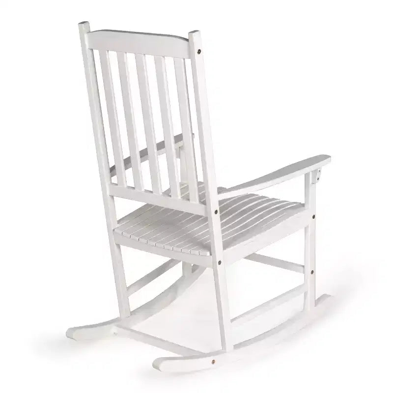 Fauteuil à bascule d'extérieur en bois d'acacia avec dossier à lattes classique de ferme Seagrove, supporte jusqu'à 158 kg - JONATHAN Y