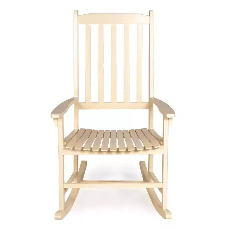 Fauteuil à bascule d'extérieur en bois d'acacia avec dossier à lattes classique de ferme Seagrove, supporte jusqu'à 158 kg - JONATHAN Y