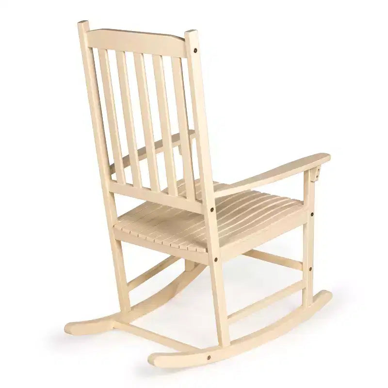 Fauteuil à bascule d'extérieur en bois d'acacia avec dossier à lattes classique de ferme Seagrove, supporte jusqu'à 158 kg - JONATHAN Y