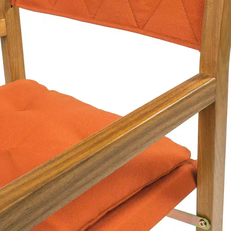 Chaise de réalisateur pliable Waldo Classic mi-siècle en bois d'acacia avec dossier matelassé en losange et coussin (lot de 2) - JONATHAN Y